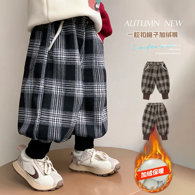 女童加绒裤子秋冬款洋气小童韩系百搭束脚裤儿童女宝宝加厚休闲裤