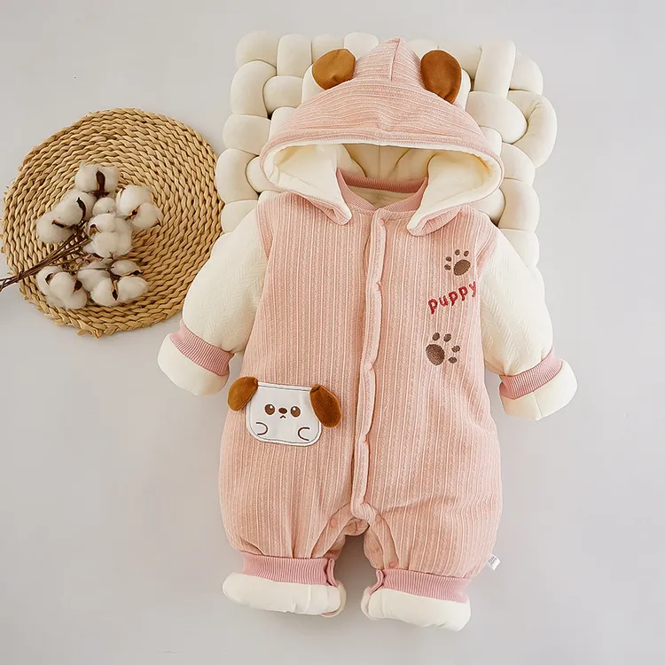 女宝加绒加厚连体衣男宝加绒加厚冬款连体衣280克加棉宝宝棉服