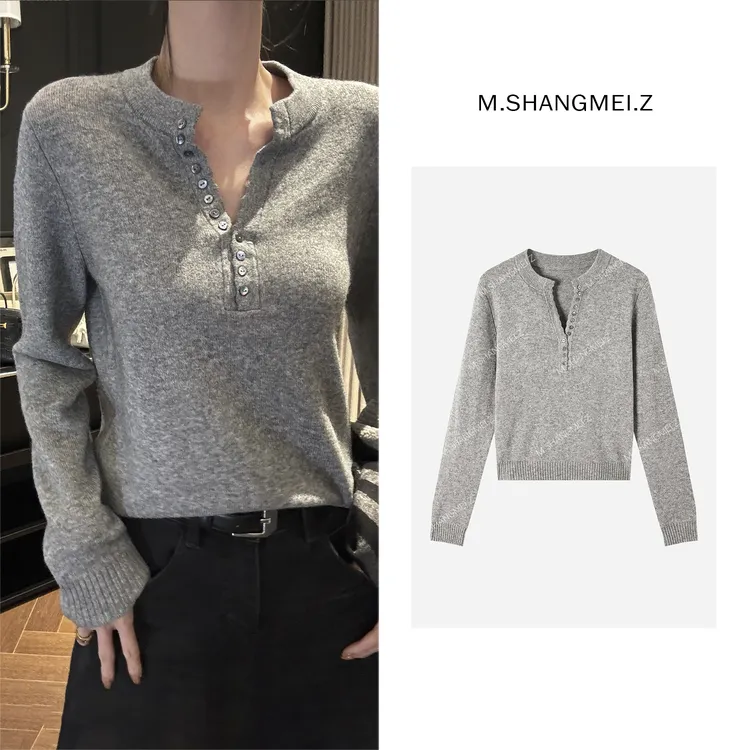 M.SHANGMEI.Z/沐熙【柔羊针织】美大哥羊绒羊毛轻奢时尚毛衣X123359