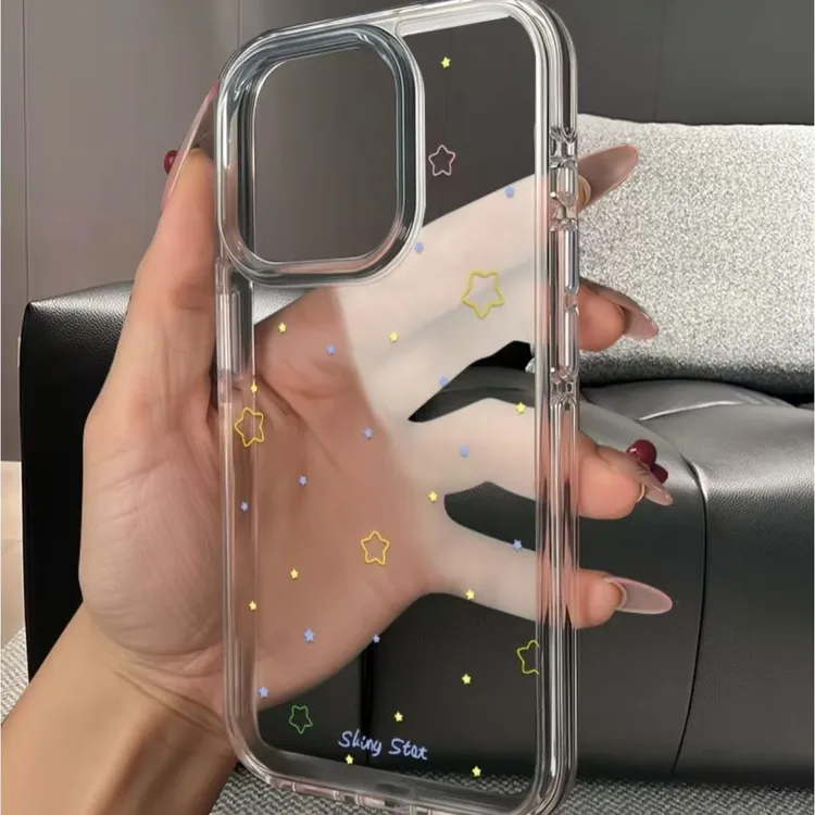 ins风星星适用iPhone15/17promax苹果卡通手机壳14/13p大孔透明壳