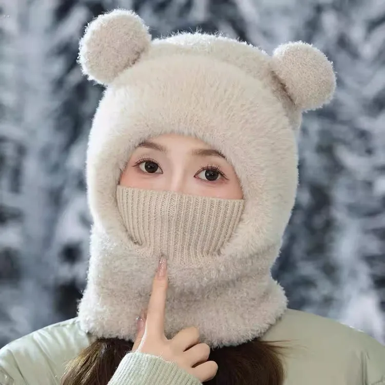 加厚帽子围脖一体护脸护脖子护耳帽
