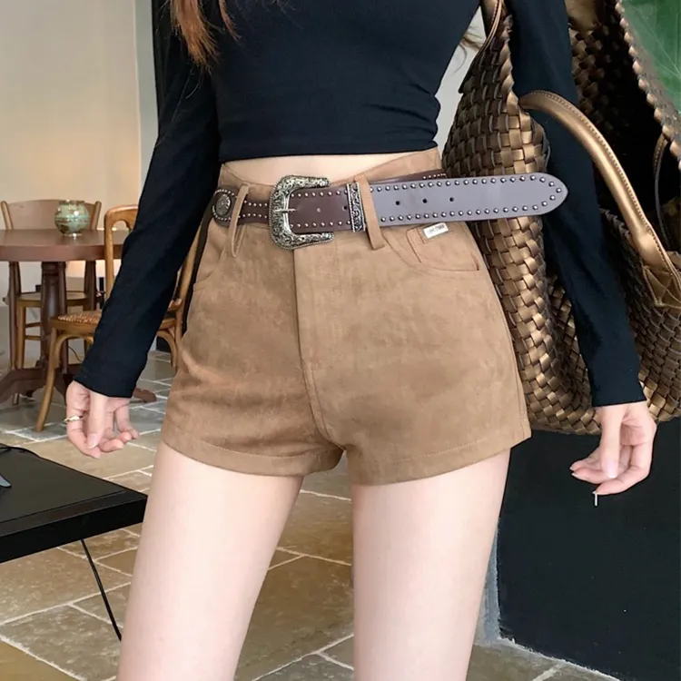 黑色辣妹包臀短裤女秋冬韩版百搭休闲高腰显瘦A字小个子打底热裤