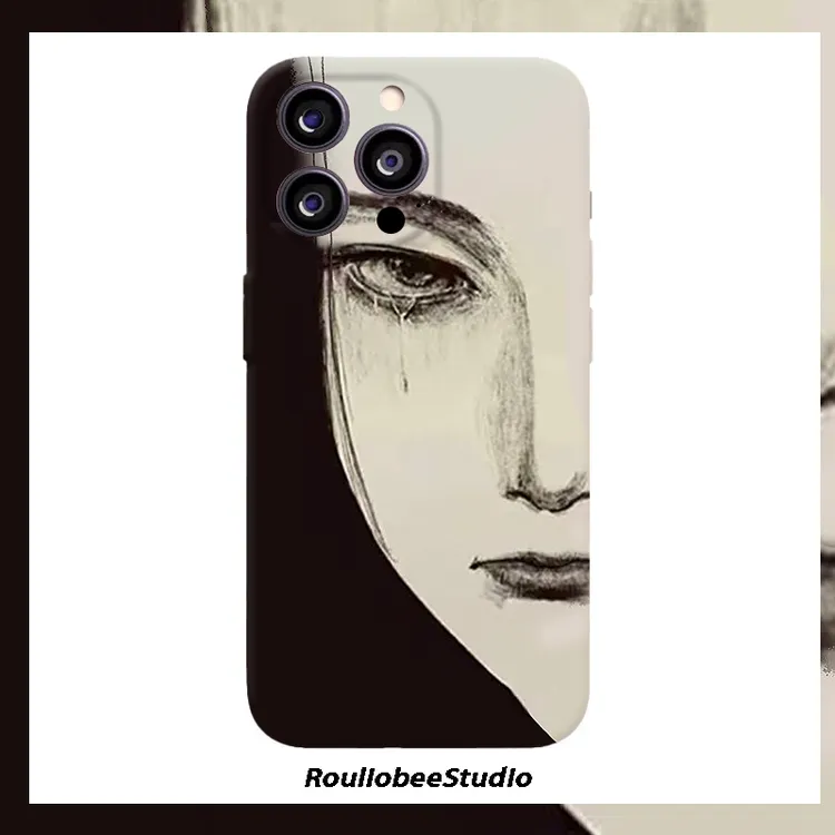 暗黑风流泪少女适用iPhone17pro菲林手机壳华为vivo小米oppo全包