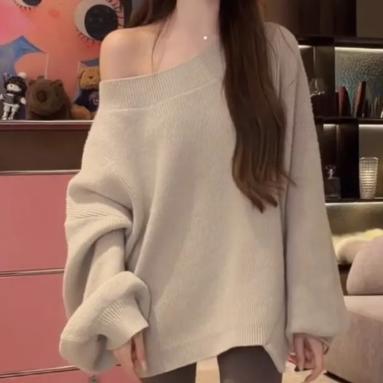 秋冬新款“心机女孩” 慵懒毛衣宽松小众设计款针织衫LK2507005