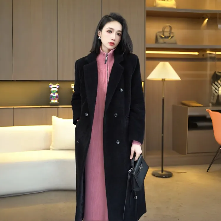 欧颍昇加厚夹棉大衣女高档女装冬季气质长款绒呢子大衣外套941