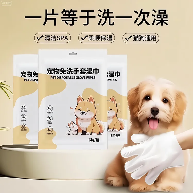 宠物免洗手套猫咪狗洗澡宠物湿巾免洗澡手套清洁干洗除臭宠物用品