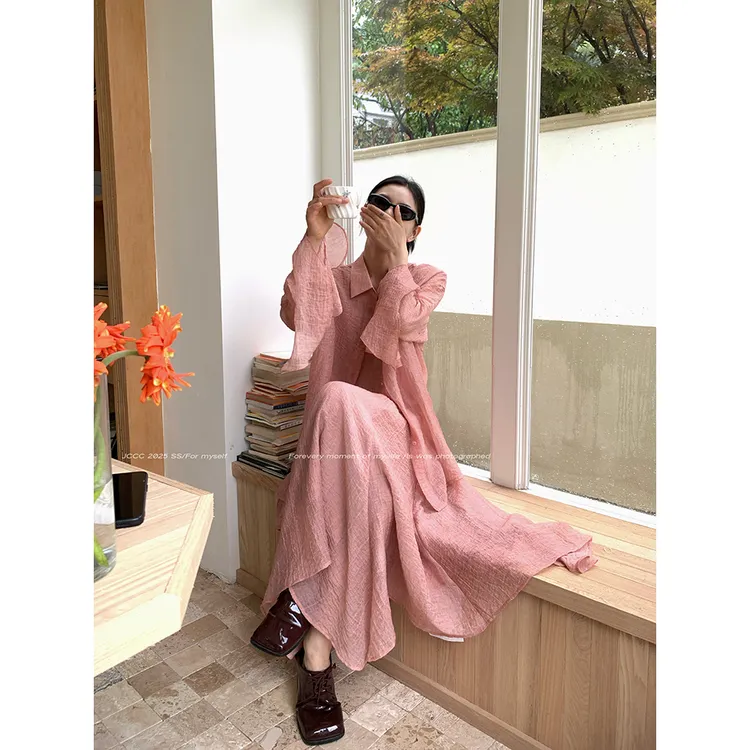 JCCC影子【瑚云粉】炒色荷叶边元素衬衫连衣裙/半身裙套装JE4ESZ13