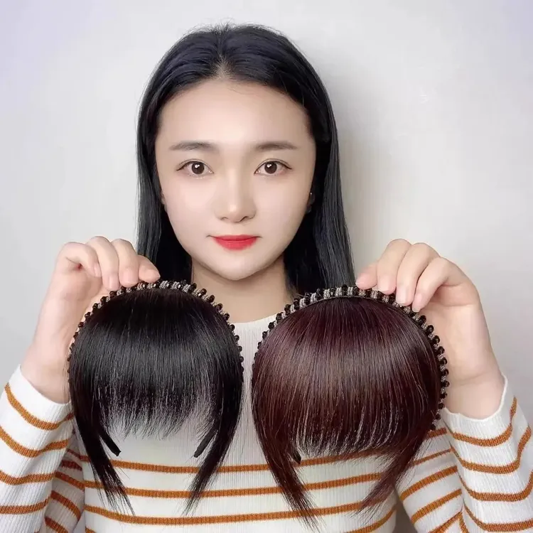 发箍刘海一体女中老年前额遮白发增发量水钻发箍齐刘海假发片无痕