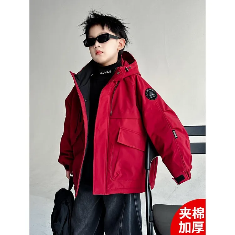 男童秋冬款外套夹棉加厚2025新款大童冬装儿童二棉冬季冲锋衣棉服