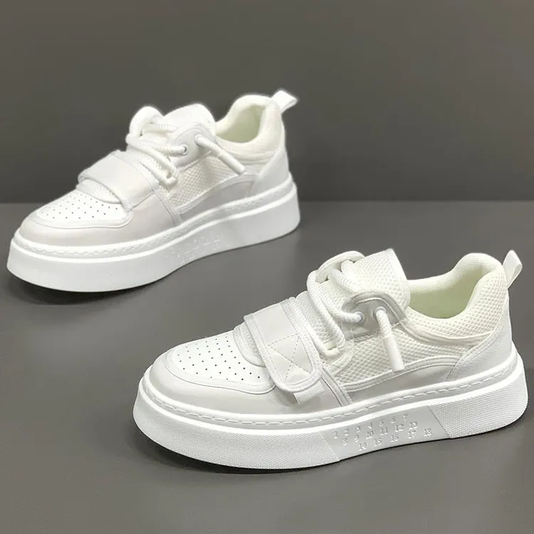 PTRICH新款夏季韩版男鞋运动板鞋增高魔术贴小白鞋男士四季休闲鞋