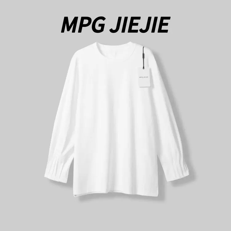 MPG JIEJIE【念白】25秋冬设计师款加绒白色T恤