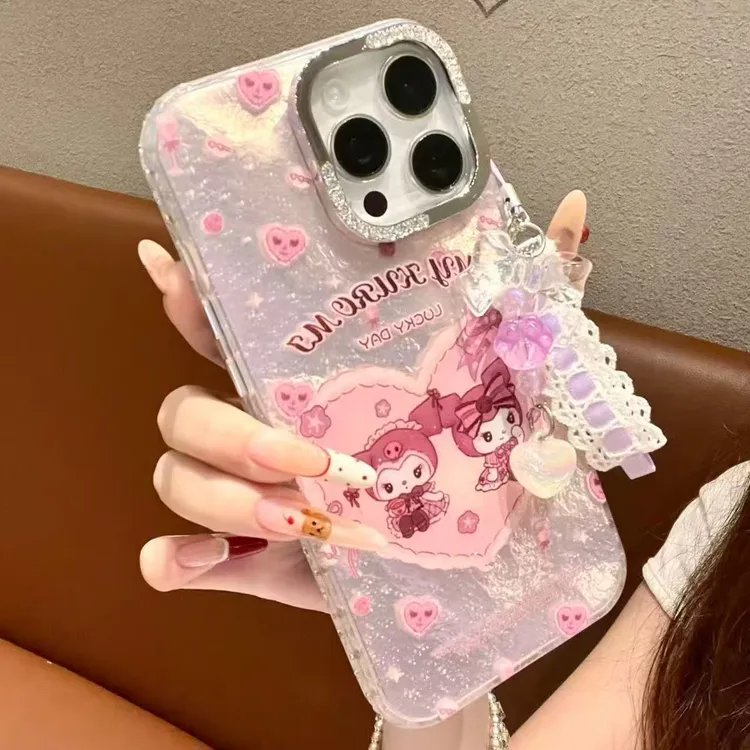 【闪钻边框】可爱库洛米锡纸纹防摔手机壳适用于苹果17/16/15/14/13