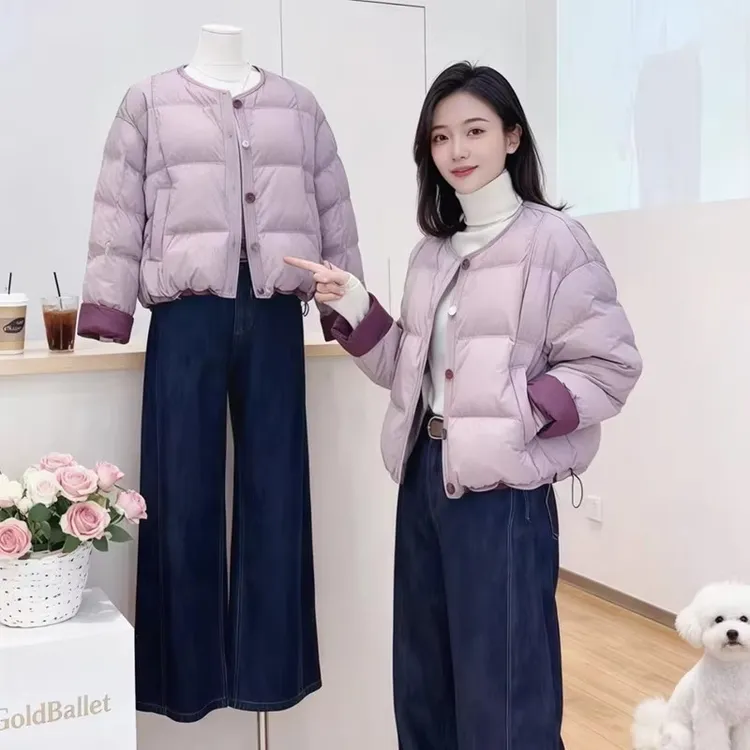 拉夏贝尔小个子时尚洋气短款外套女2025冬季新款百搭显瘦保暖夹克