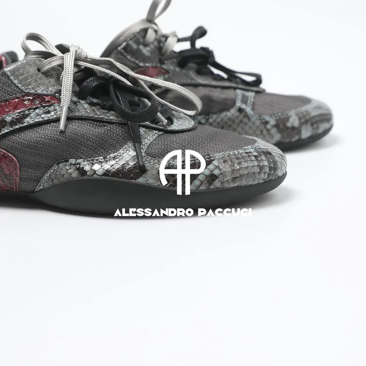 AP洛哥53151XY蛇皮+牛皮+网布拼接系带轮胎花纹底时尚运动鞋