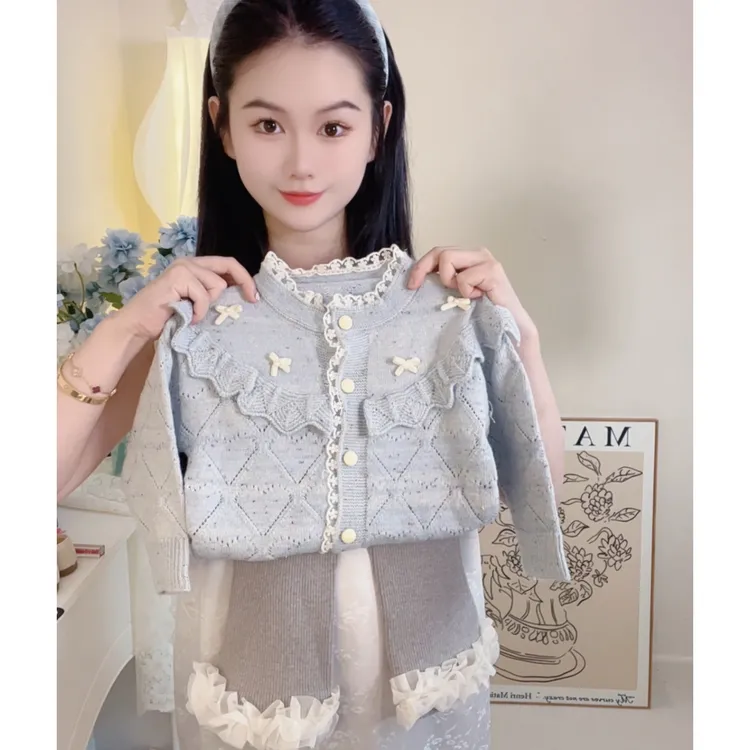 女童毛衣秋装2025秋季新款洋气女宝针织衫儿童上衣外套+裤子