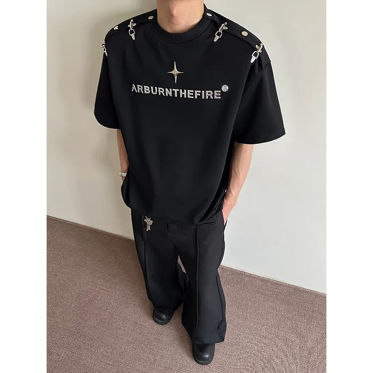 2025夏季新款韩版潮流高级感百搭t恤男士休男士170胖子男生裤子