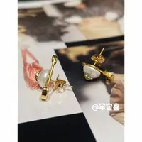 铜合金仿珍珠耳饰  F5-064【金色别针贝珠星球耳钉】金色