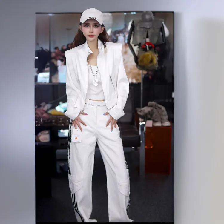 2025春夏季新款亮面垫肩短款立领薄款夹克女