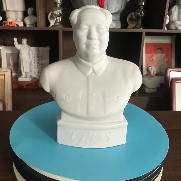 云南永胜瓷厂，18厘米铭文像陶瓷白瓷雕塑，保老保真工艺品