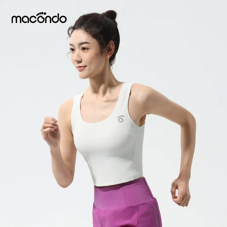 马孔多女子裸感二合一无袖夏季吸湿透气马拉松运动免穿无袖高能感