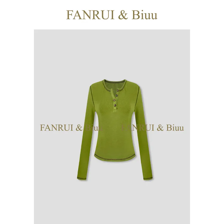 FANRUI/泛芮「心动记号」减龄时髦圆领百搭显瘦弹力打底上衣B18547