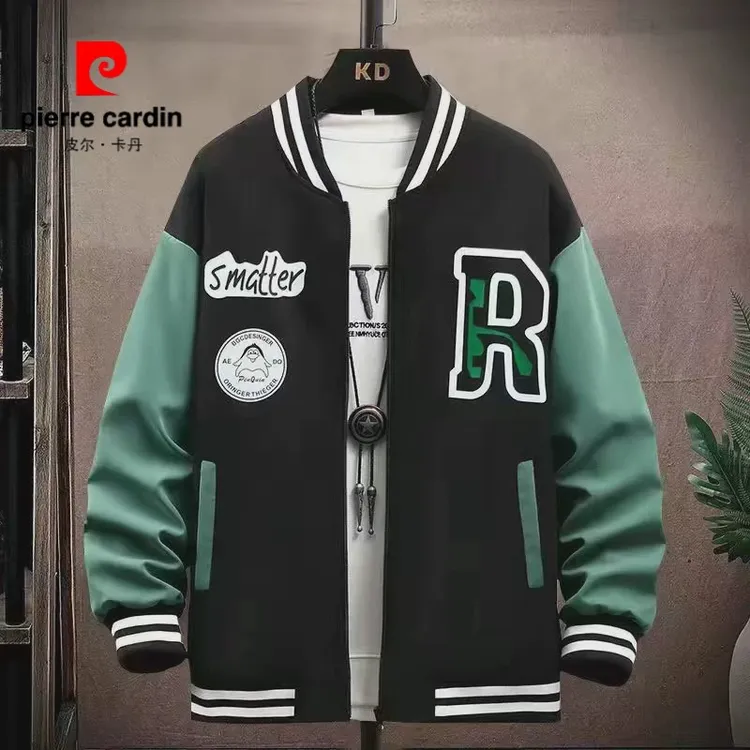 皮尔卡丹春秋冬新款加绒加厚棉衣男韩版休闲棒球服潮流青少年百搭