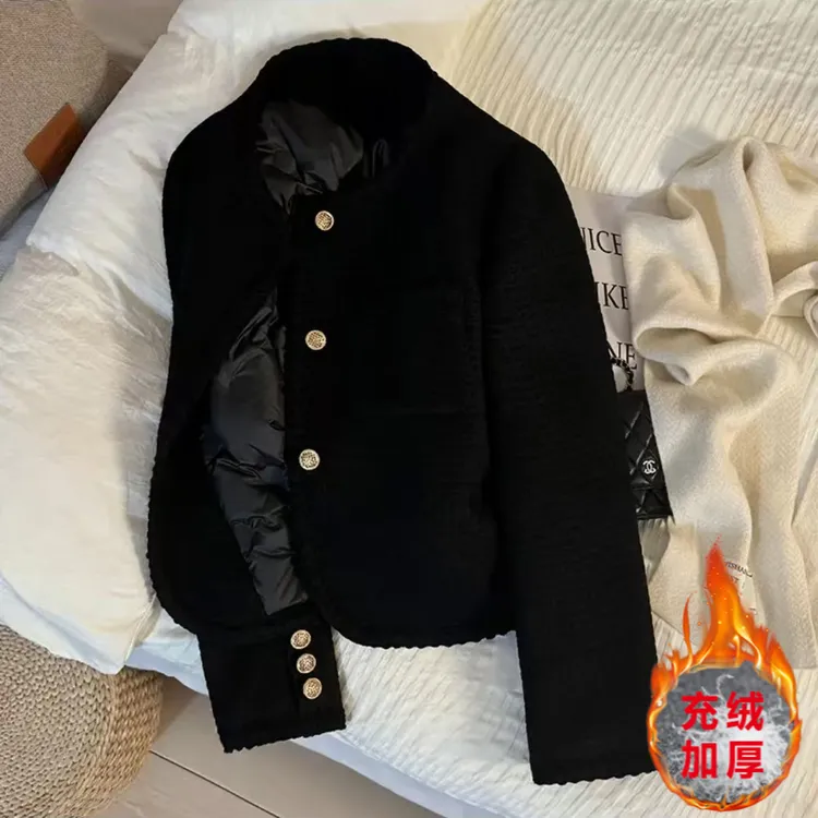 【现货+运费险】充绒黑色高级感西装外套小香风小个子气质上衣YN356