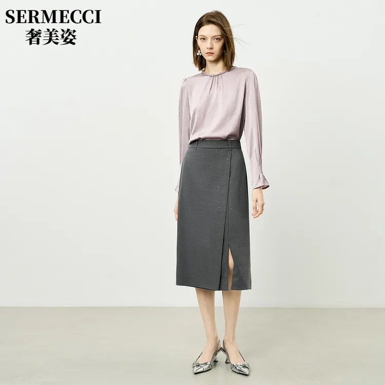 高端高级感衬衫半身裙气质两件套女2025新款早秋女士穿搭时尚套装