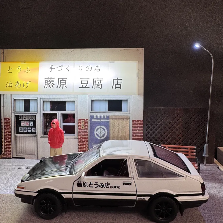 AE86头文字D场景仿真合金车模儿童回力玩具汽车模型藤原豆腐店