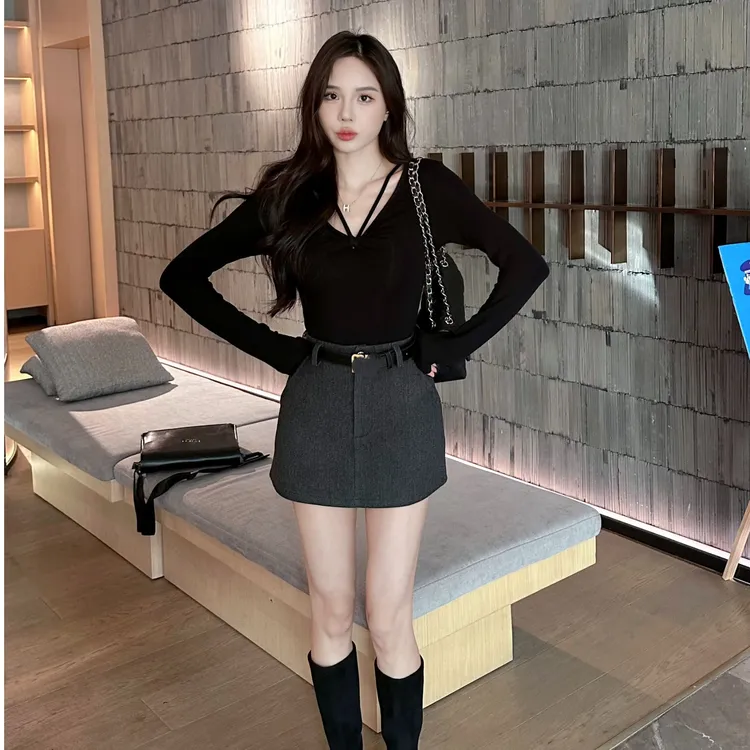 【田姜女装】气质拼接打底上衣