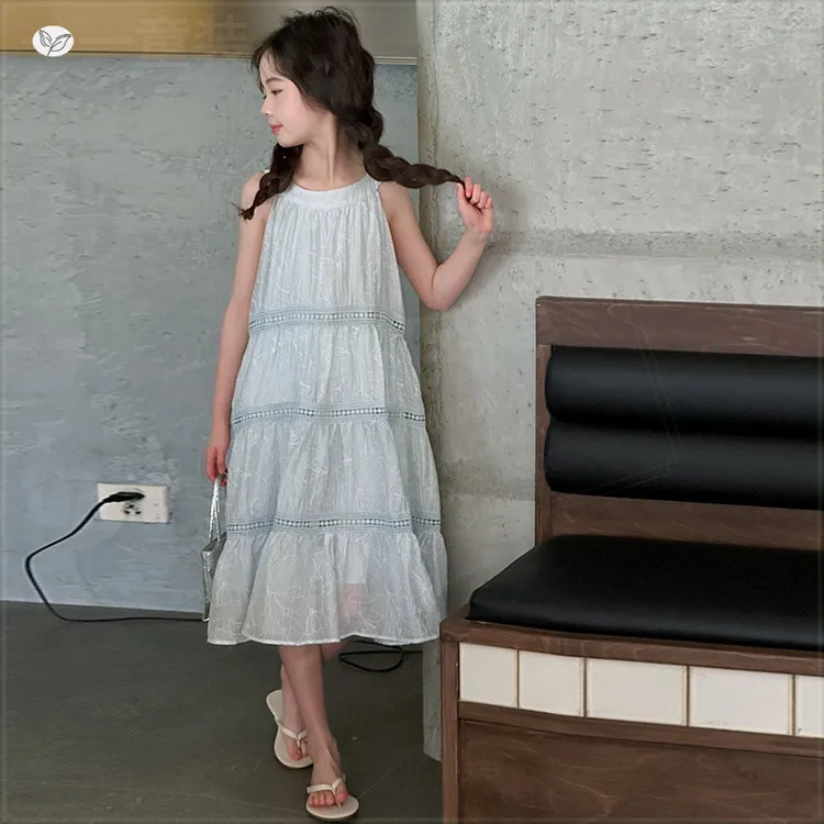 夏季女童连衣裙洋气公主裙韩版无袖时尚甜美+2025新款女童韩系挂