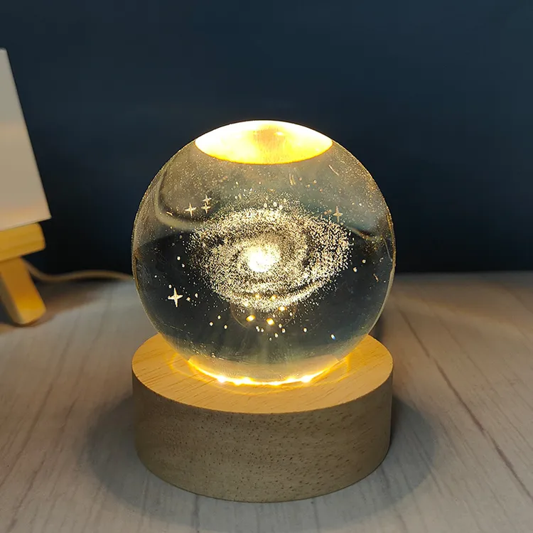 送男女生日礼物3D内雕水晶球毕业礼品卧室小夜灯摆件星空玻璃球