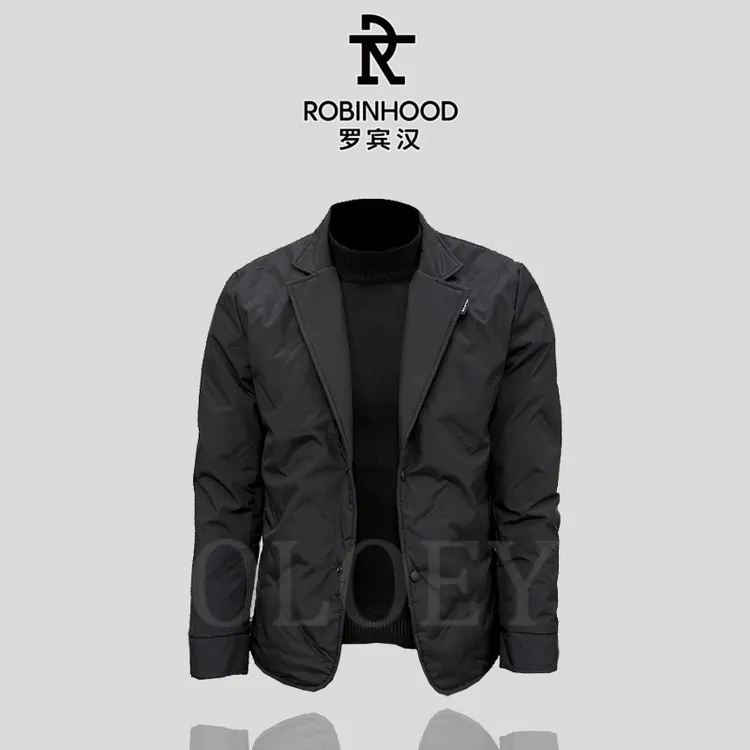罗宾汉/ROBINHOOD翻领轻薄棉服男士新款高档潮牌保暖冬季西装外套