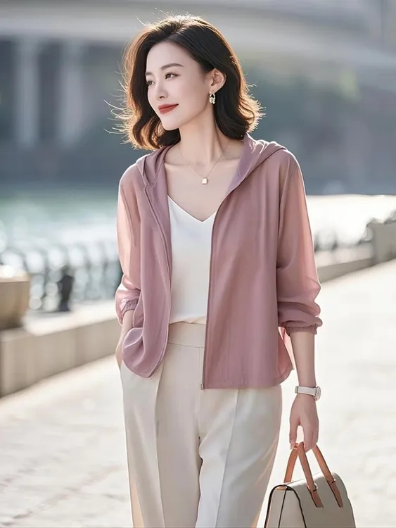 夏季独特别致宽松防晒开衫连帽外套女设计感小众通勤绝美薄款上衣