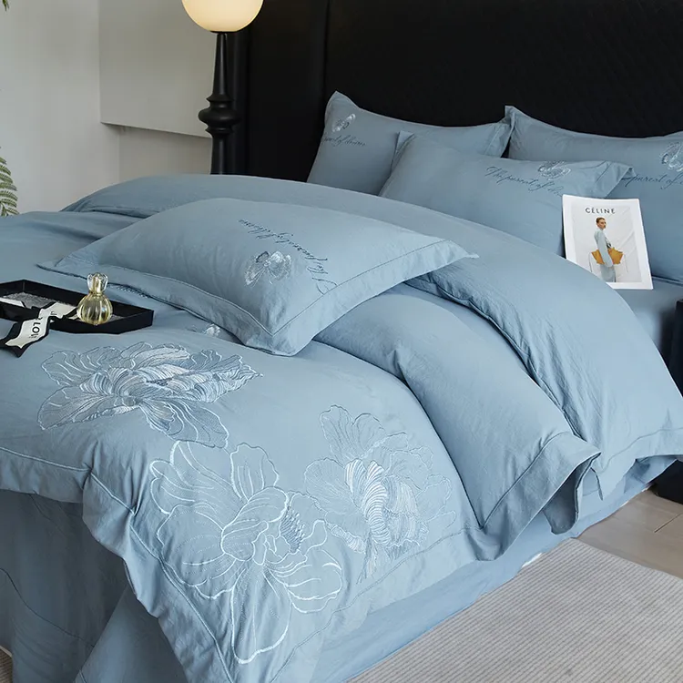 不老的爷爷2025新款水洗亲肤简约大版工艺刺绣四件套床上用品CXM