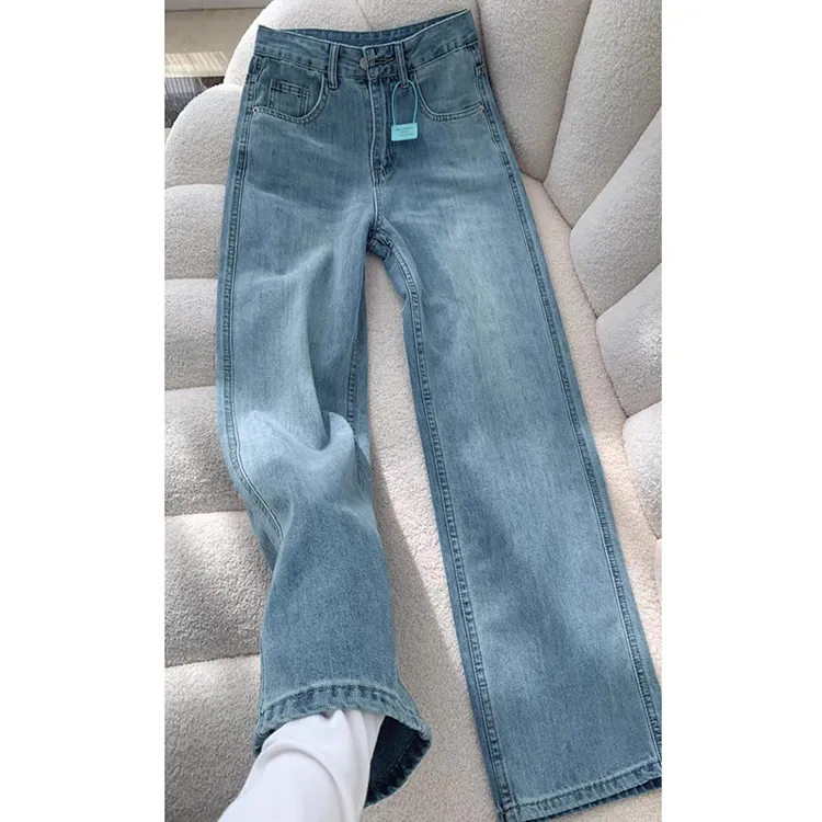 复古窄版阔腿牛仔裤女秋装2025新款女款爆款高腰显瘦百搭直筒裤子