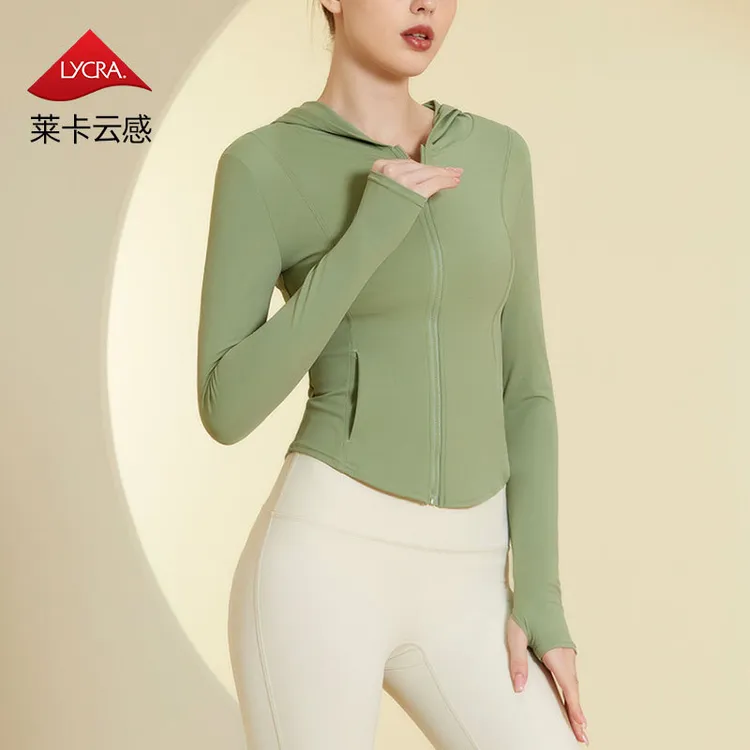 款连帽时尚修身瑜伽服秋季紧健身速上衣跑步休闲外