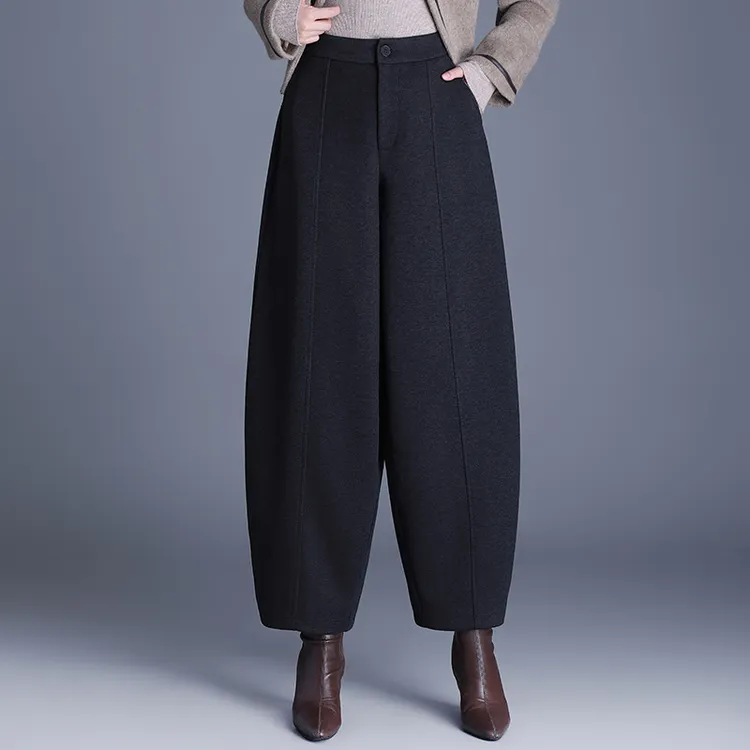 时尚宽松阔腿弯刀裤女秋冬2025新款高腰遮肉显瘦休闲灯笼裤小个子