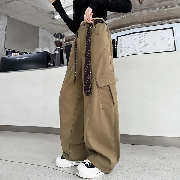 女童裤子春秋女大童韩版炸街休闲裤儿童女装初中生潮酷街舞工装裤