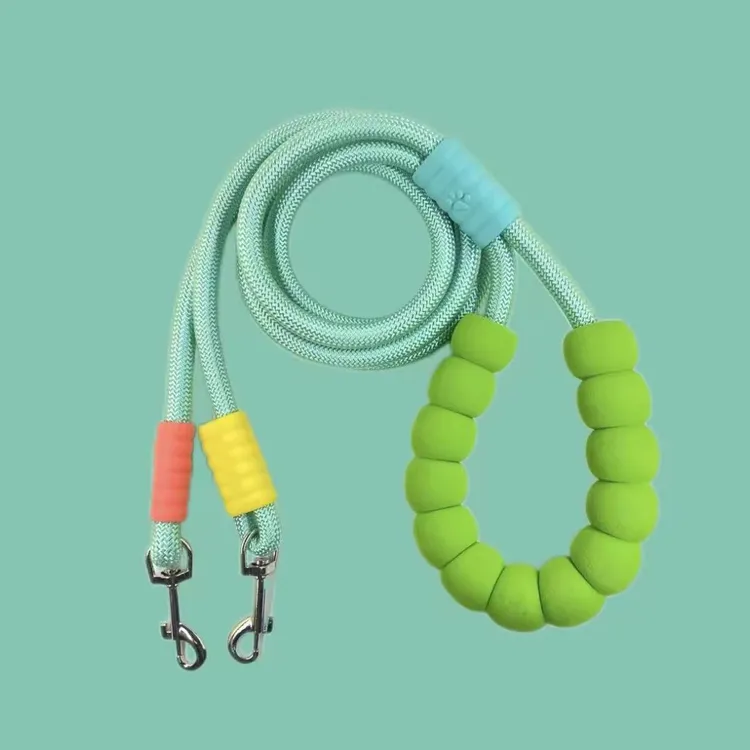 狗狗糖果色双牵绳一拖二多功能牵引绳