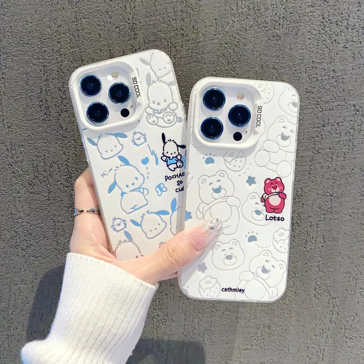 情侣可爱小狗小熊适用苹果17promax手机壳iPhone16pro新款彩银IMD