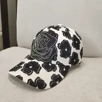 黑白山茶花图案棒球帽