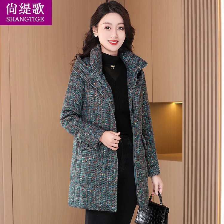 九江羽绒服女秋冬季2025新款时尚洋气中长小个子高端奢华平湖棉服