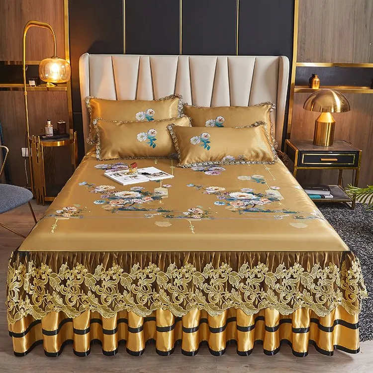 床裙款冰丝席床裙三件套冰丝凉席多种尺寸选择新亲肤高档床上用品