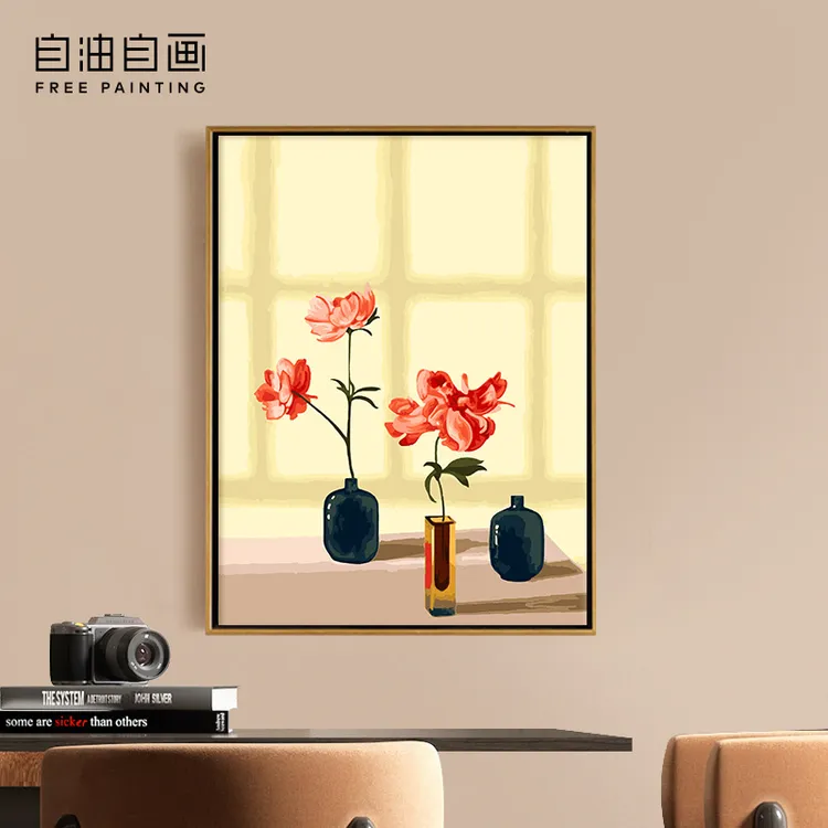 新人福利（带背板）数字填色油画填色简约画手工创意礼品手绘装饰画