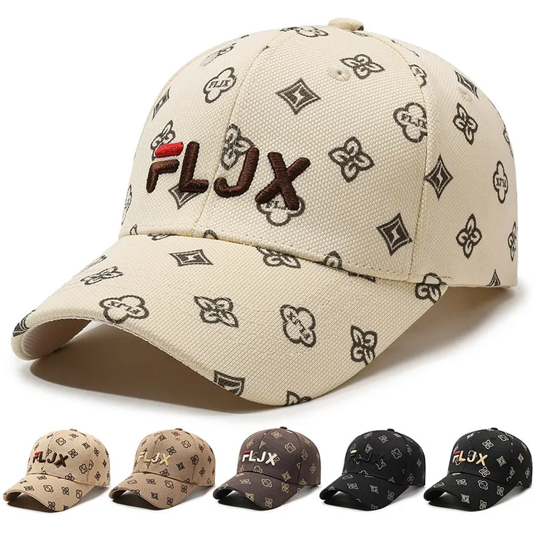 四季新款楼梯布字母图案刺绣棒球帽男女户外遮阳帽休闲硬顶鸭舌帽