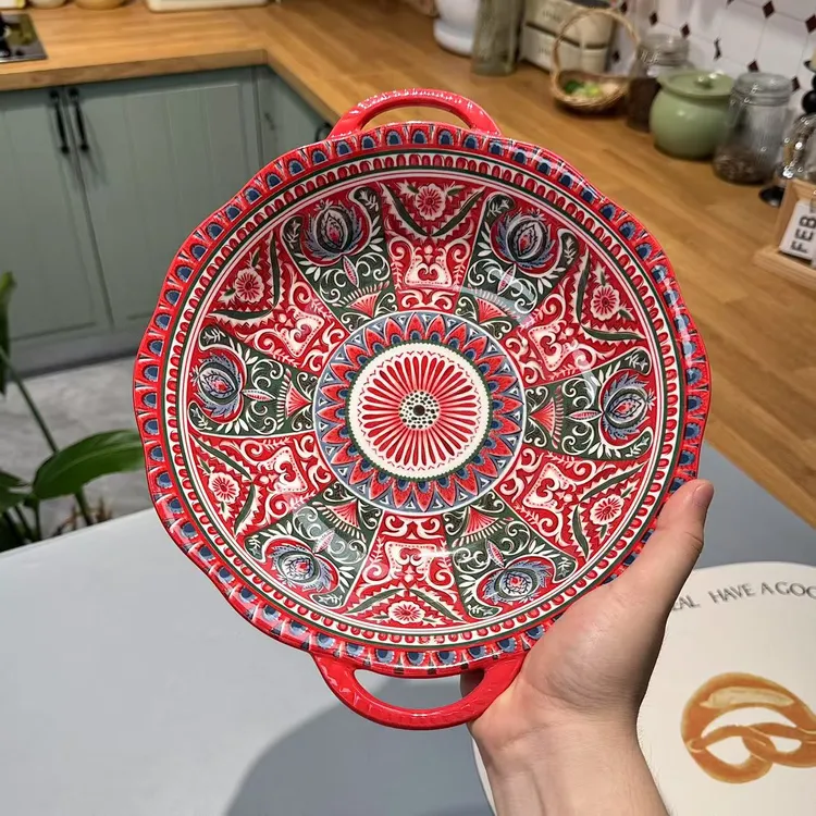 【小辣椒专属】B96-12寸花边双耳大号酸菜鱼碗盆大汤碗釉下彩