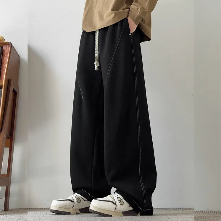 美式重磅休闲裤百搭阔腿裤高街秋季港风简约防风时尚束脚卫裤潮流
