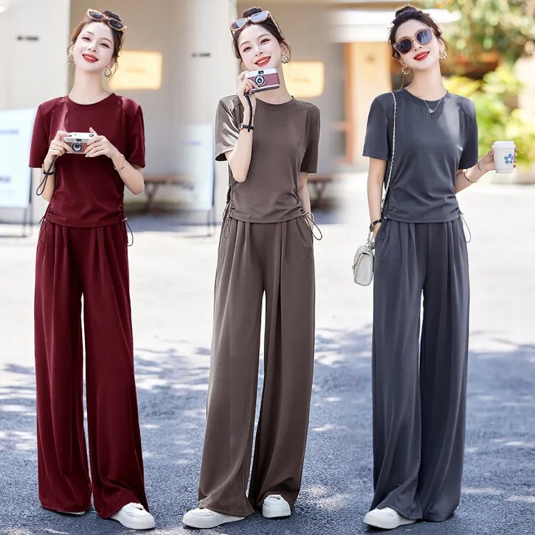 夏季女装套装2025新款洋气休时髦妈妈阔腿裤套装两件套40-50岁