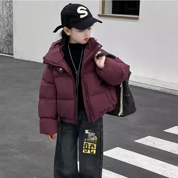 巴拉女童冬装服新款洋派面包保暖儿童加厚女童洋派A摆